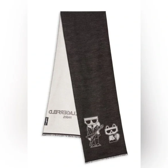 KARL LAGERFELD PARIS Karl & Choupette Scarf NWT - Picture 2 of 2